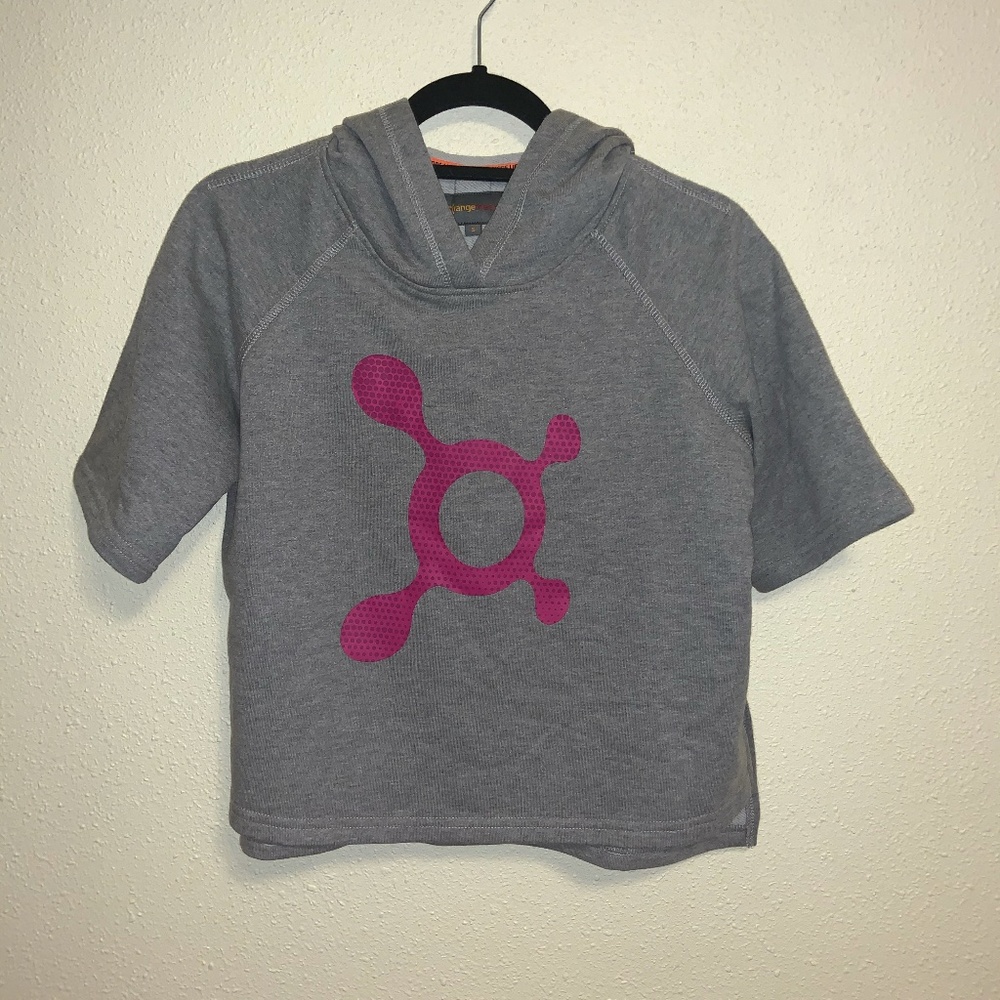 Orangetheory Gray and Pink Crop Hoodie